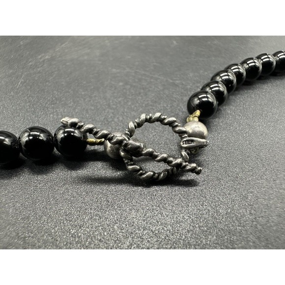 Vintage 925 Sterling Silver Black Tourmaline Necklace 32” 41g - Picture 4 of 6